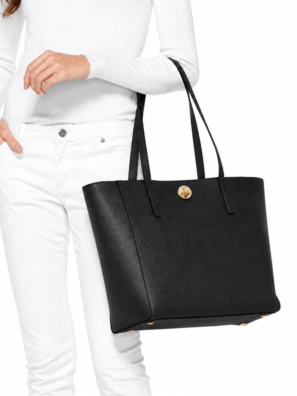 Michael Kors Saffiano Leather Rivington Large Tote, Black